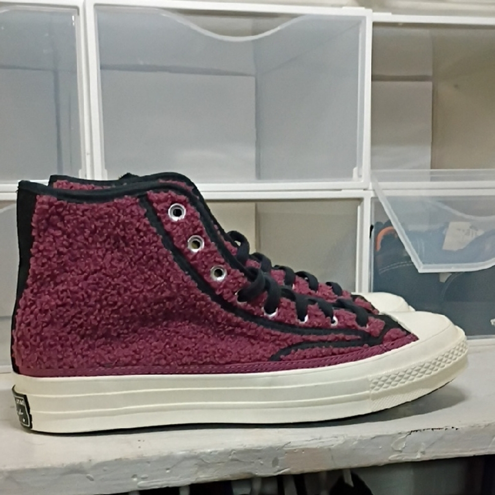 Converse Burgundy and Black High-Top Sneakers